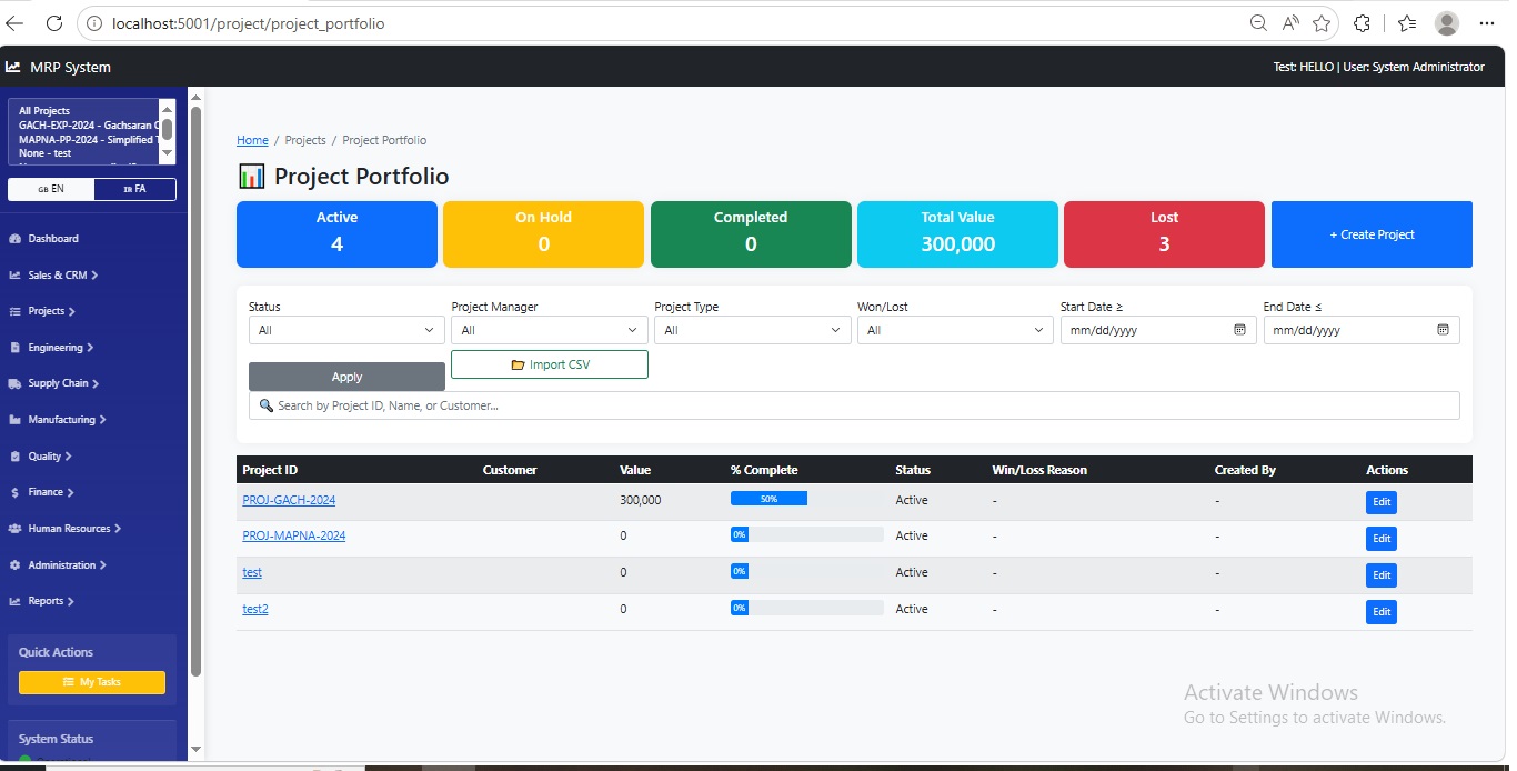 Projects Dashboard